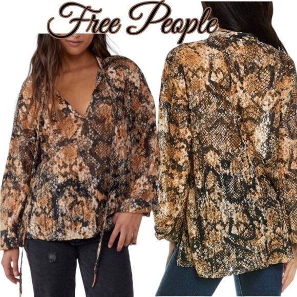 Free People Tops - Out for the night snake top